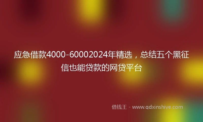 应急借款4000-60002024年精选，总结五个黑征信也能贷款的网贷平台