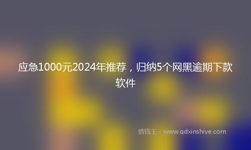 应急1000元2024年推荐，归纳5个网黑逾期下款软件