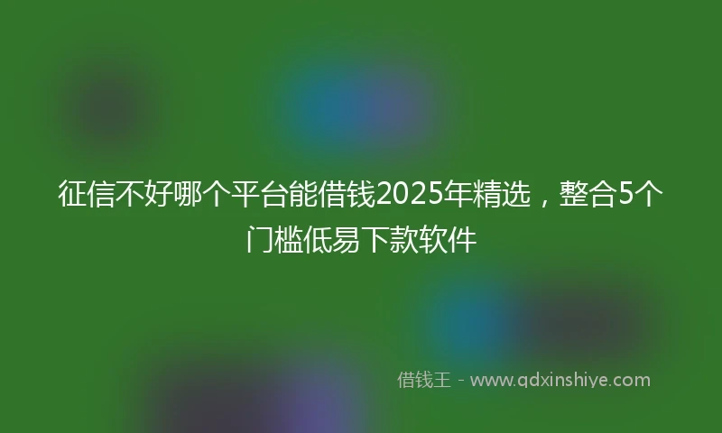 征信不好哪个平台能借钱2025年精选，整合5个门槛低易下款软件