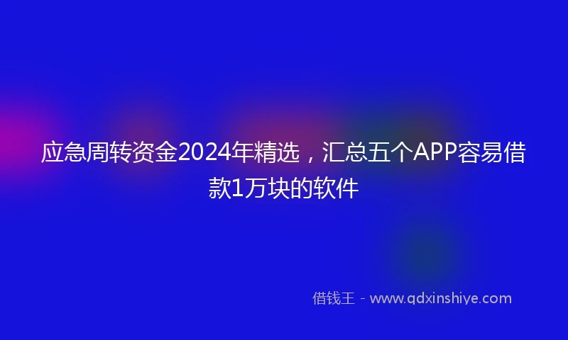 应急周转资金2024年精选，汇总五个APP容易借款1万块的软件