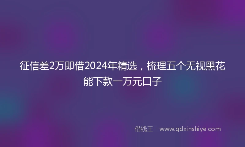 征信差2万即借2024年精选，梳理五个无视黑花能下款一万元口子