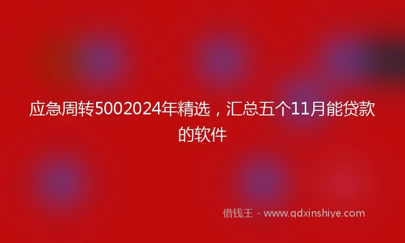 应急周转5002024年精选，汇总五个11月能贷款的软件