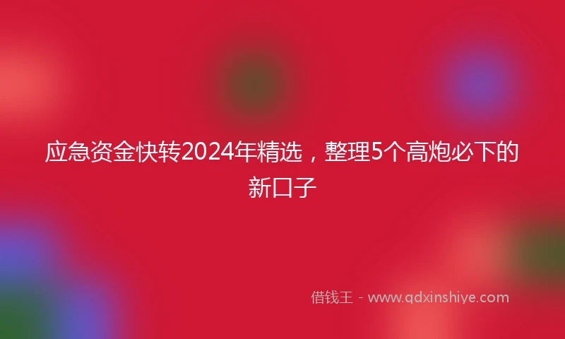 应急资金快转2024年精选，整理5个高炮必下的新口子