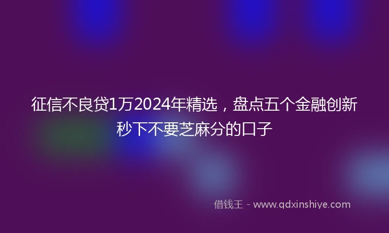 征信不良贷1万2024年精选，盘点五个金融创新秒下不要芝麻分的口子