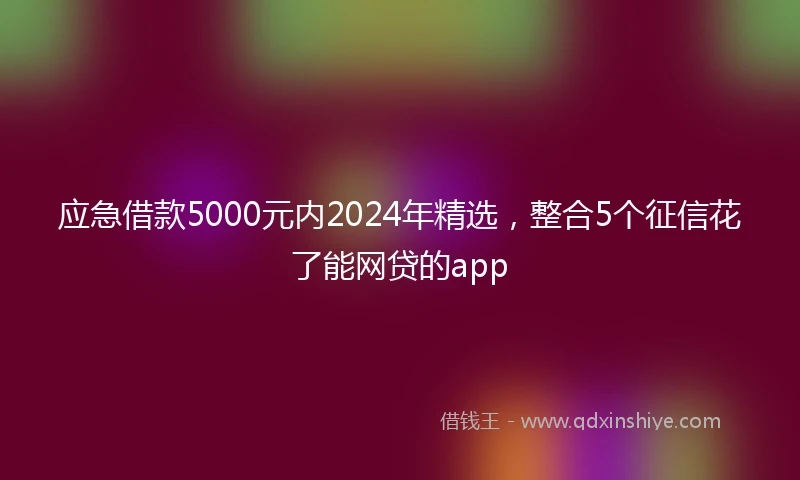 应急借款5000元内2024年精选，整合5个征信花了能网贷的app