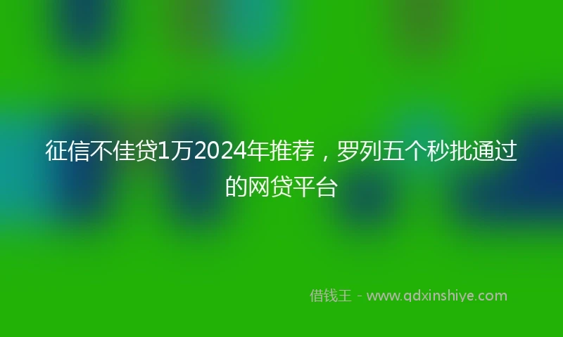 征信不佳贷1万2024年推荐，罗列五个秒批通过的网贷平台