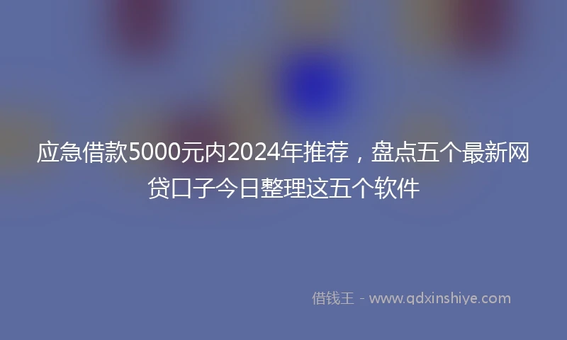 应急借款5000元内2024年推荐，盘点五个最新网贷口子今日整理这五个软件