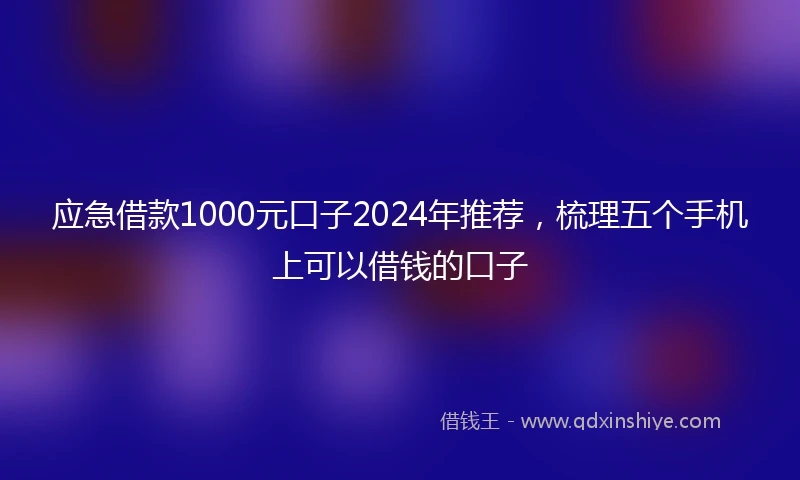 应急借款1000元口子2024年推荐，梳理五个手机上可以借钱的口子