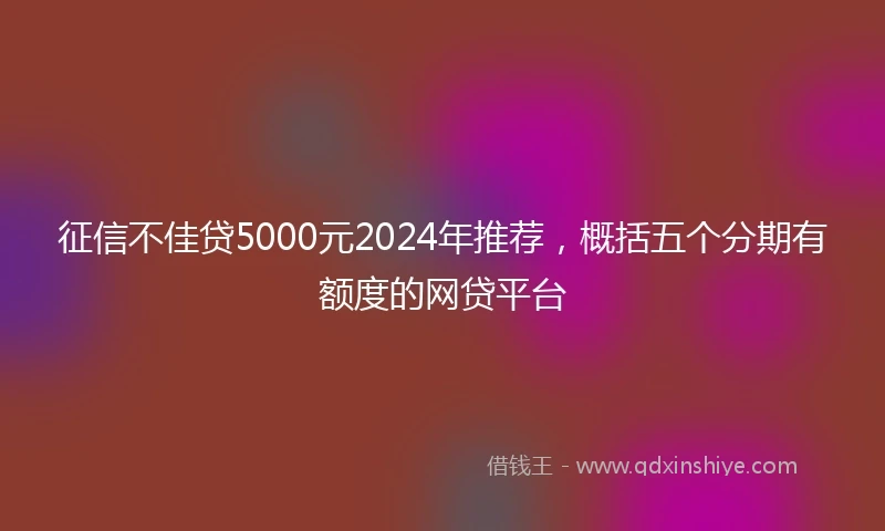 征信不佳贷5000元2024年推荐，概括五个分期有额度的网贷平台