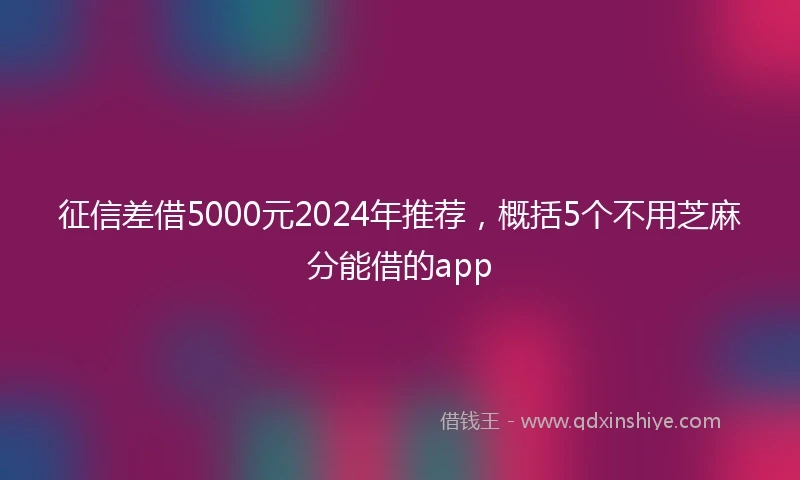 征信差借5000元2024年推荐，概括5个不用芝麻分能借的app