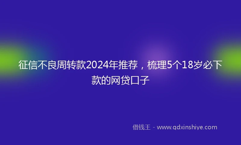 征信不良周转款2024年推荐，梳理5个18岁必下款的网贷口子