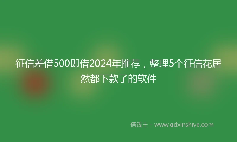 征信差借500即借2024年推荐，整理5个征信花居然都下款了的软件
