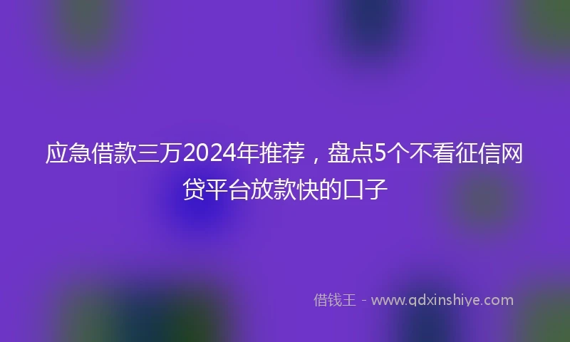 应急借款三万2024年推荐，盘点5个不看征信网贷平台放款快的口子