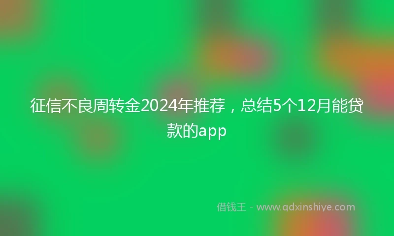 征信不良周转金2024年推荐，总结5个12月能贷款的app