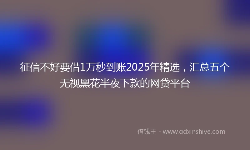 征信不好要借1万秒到账2025年精选，汇总五个无视黑花半夜下款的网贷平台