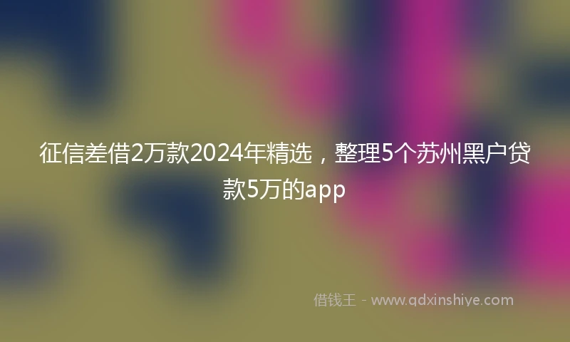 征信差借2万款2024年精选，整理5个苏州黑户贷款5万的app