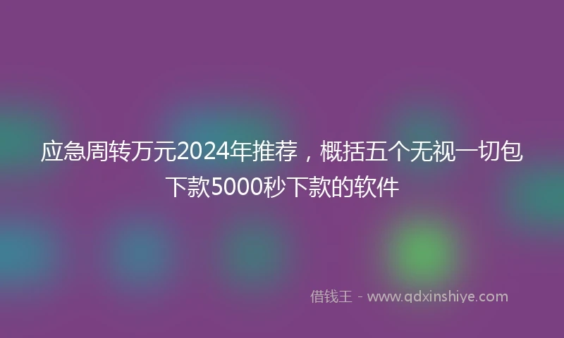 应急周转万元2024年推荐，概括五个无视一切包下款5000秒下款的软件