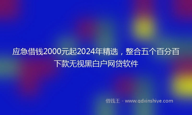 应急借钱2000元起2024年精选，整合五个百分百下款无视黑白户网贷软件