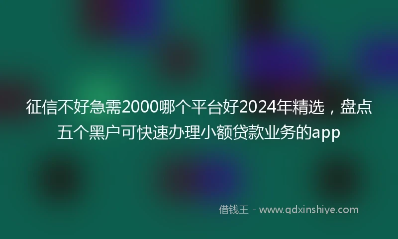 征信不好急需2000哪个平台好2024年精选，盘点五个黑户可快速办理小额贷款业务的app