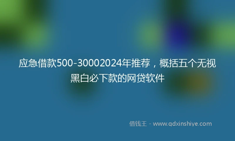 应急借款500-30002024年推荐，概括五个无视黑白必下款的网贷软件