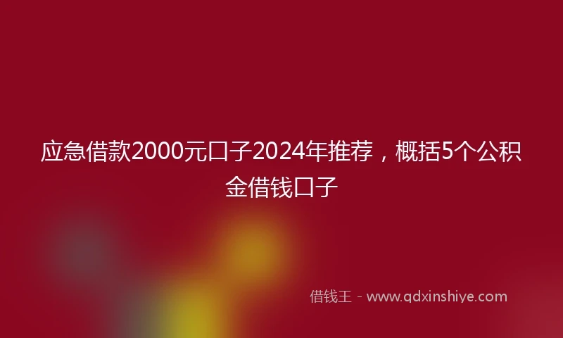 应急借款2000元口子2024年推荐，概括5个公积金借钱口子