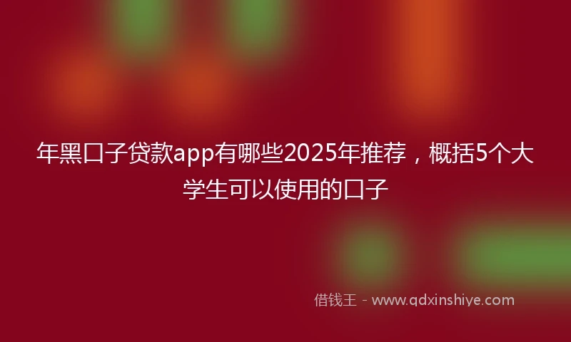 年黑口子贷款app有哪些2025年推荐，概括5个大学生可以使用的口子