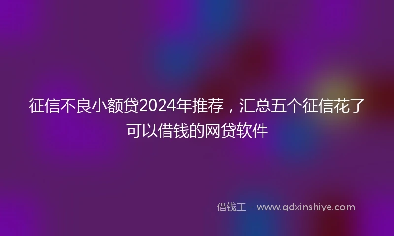 征信不良小额贷2024年推荐，汇总五个征信花了可以借钱的网贷软件