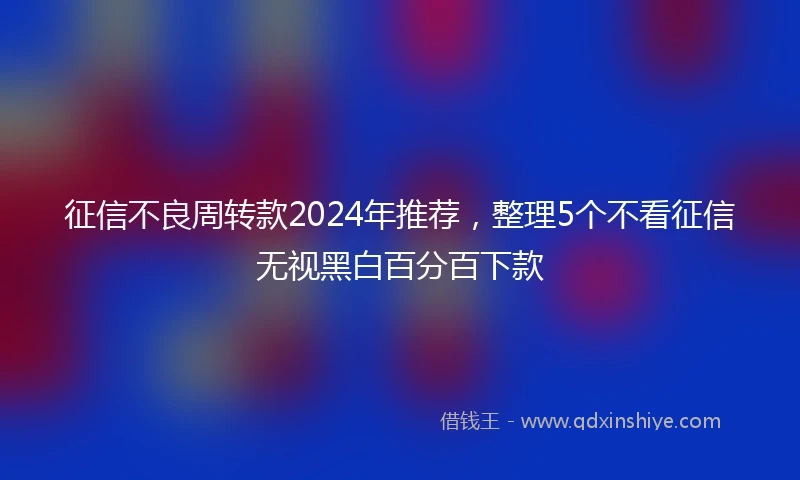 征信不良周转款2024年推荐，整理5个不看征信无视黑白百分百下款