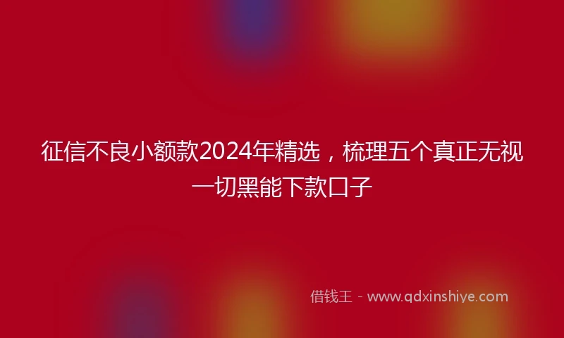 征信不良小额款2024年精选，梳理五个真正无视一切黑能下款口子