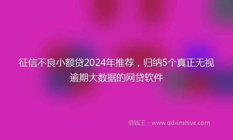 征信不良小额贷2024年推荐，归纳5个真正无视逾期大数据的网贷软件