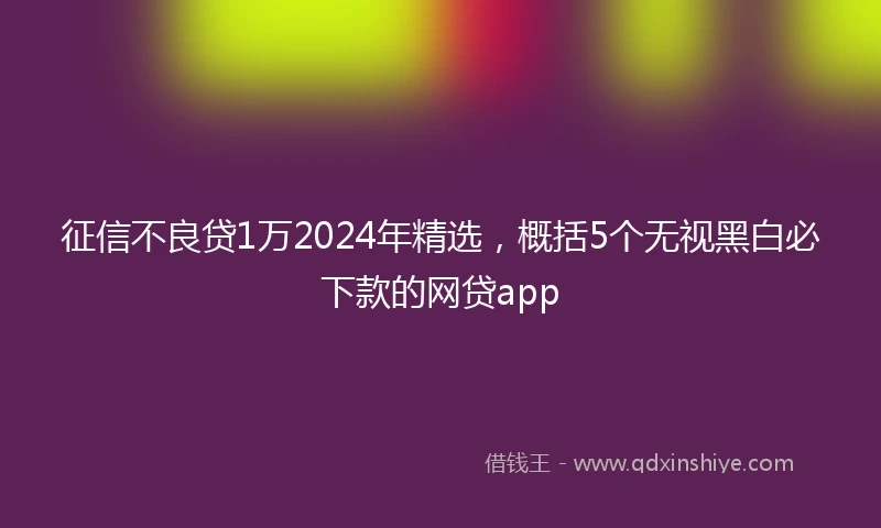 征信不良贷1万2024年精选，概括5个无视黑白必下款的网贷app