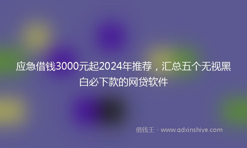 应急借钱3000元起2024年推荐，汇总五个无视黑白必下款的网贷软件