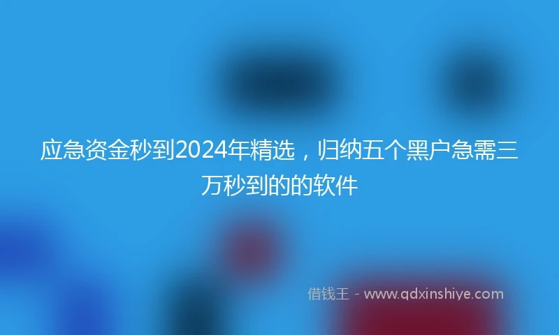应急资金秒到2024年精选，归纳五个黑户急需三万秒到的的软件