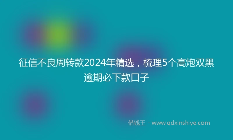 征信不良周转款2024年精选，梳理5个高炮双黑逾期必下款口子