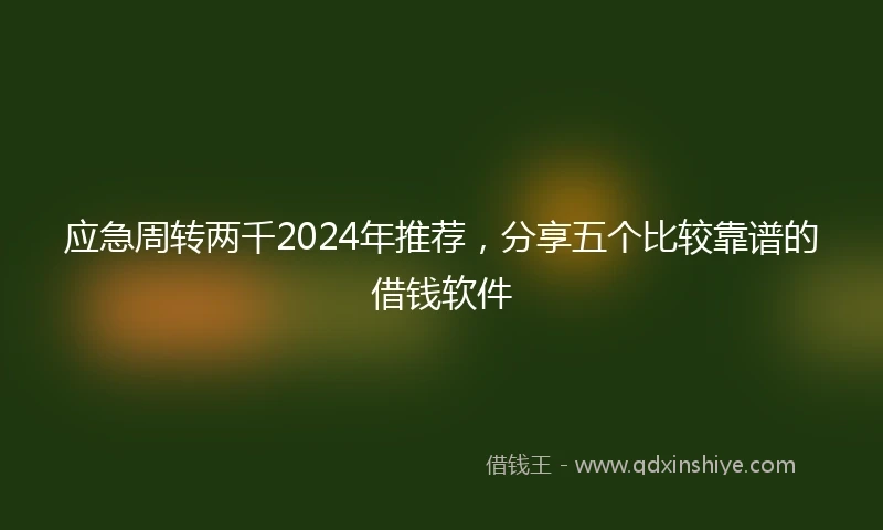 应急周转两千2024年推荐，分享五个比较靠谱的借钱软件