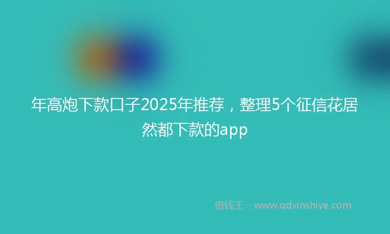 年高炮下款口子2025年推荐，整理5个征信花居然都下款的app