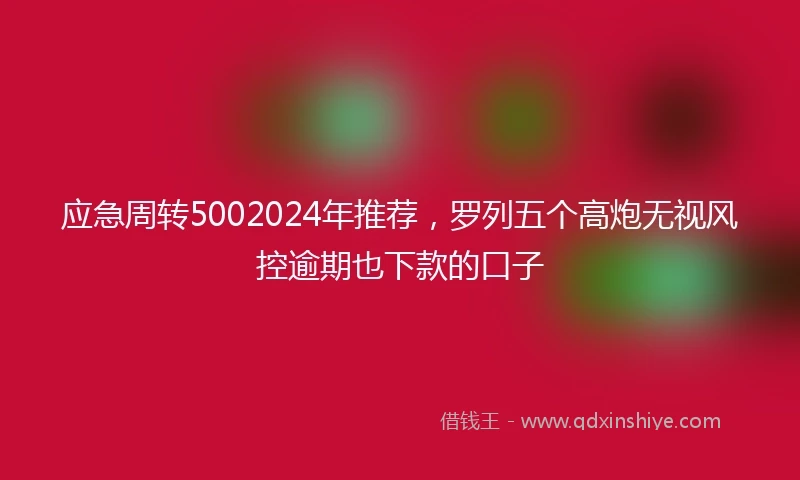 应急周转5002024年推荐，罗列五个高炮无视风控逾期也下款的口子