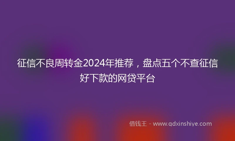 征信不良周转金2024年推荐，盘点五个不查征信好下款的网贷平台