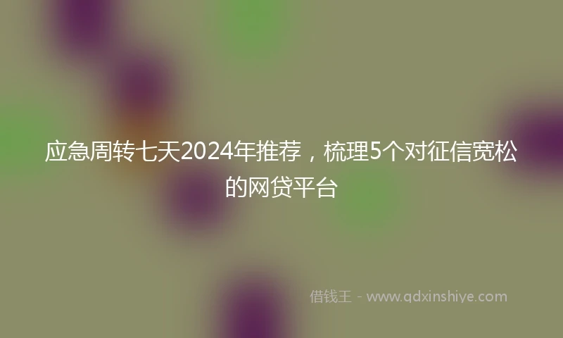 应急周转七天2024年推荐，梳理5个对征信宽松的网贷平台