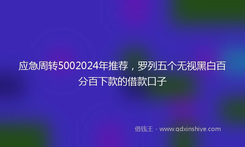 应急周转5002024年推荐，罗列五个无视黑白百分百下款的借款口子