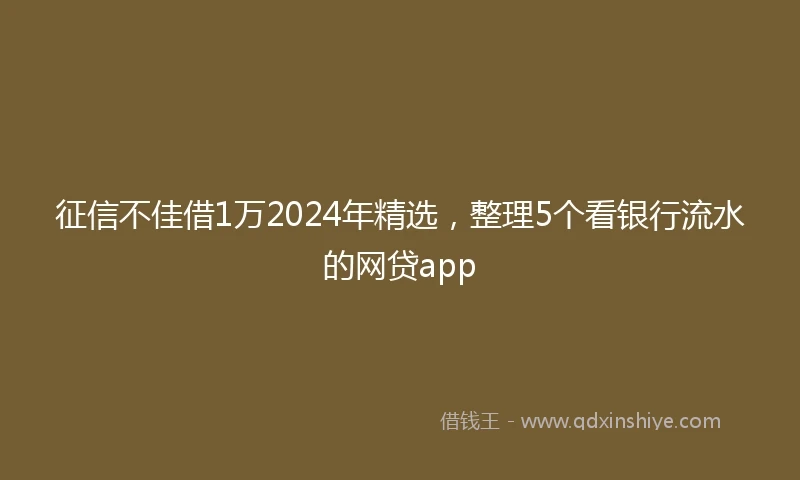征信不佳借1万2024年精选，整理5个看银行流水的网贷app