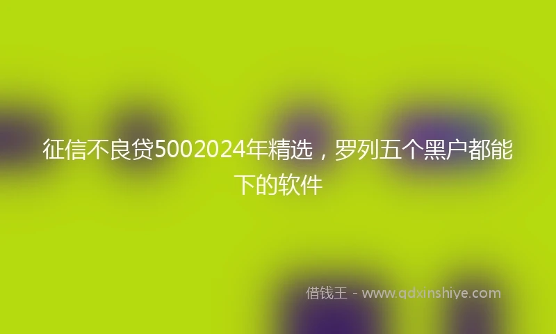 征信不良贷5002024年精选，罗列五个黑户都能下的软件