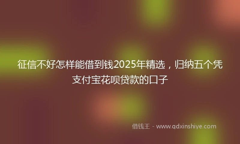 征信不好怎样能借到钱2025年精选，归纳五个凭支付宝花呗贷款的口子