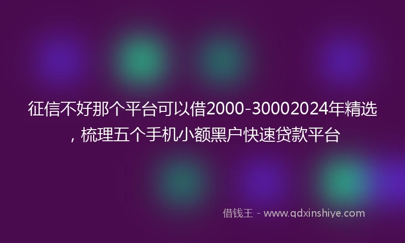 征信不好那个平台可以借2000-30002024年精选，梳理五个手机小额黑户快速贷款平台