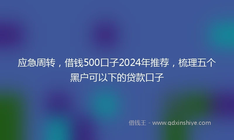 应急周转，借钱500口子2024年推荐，梳理五个黑户可以下的贷款口子