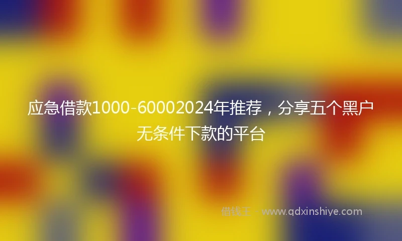 应急借款1000-60002024年推荐，分享五个黑户无条件下款的平台