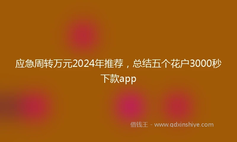 应急周转万元2024年推荐，总结五个花户3000秒下款app