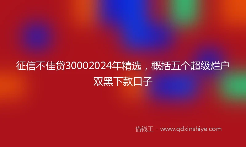 征信不佳贷30002024年精选，概括五个超级烂户双黑下款口子