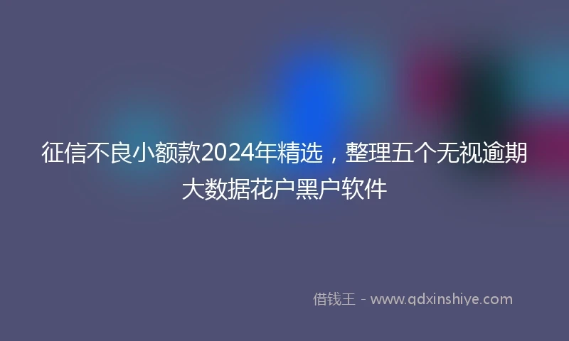 征信不良小额款2024年精选，整理五个无视逾期大数据花户黑户软件