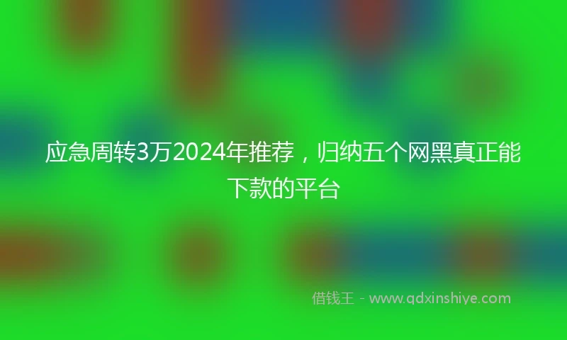 应急周转3万2024年推荐，归纳五个网黑真正能下款的平台